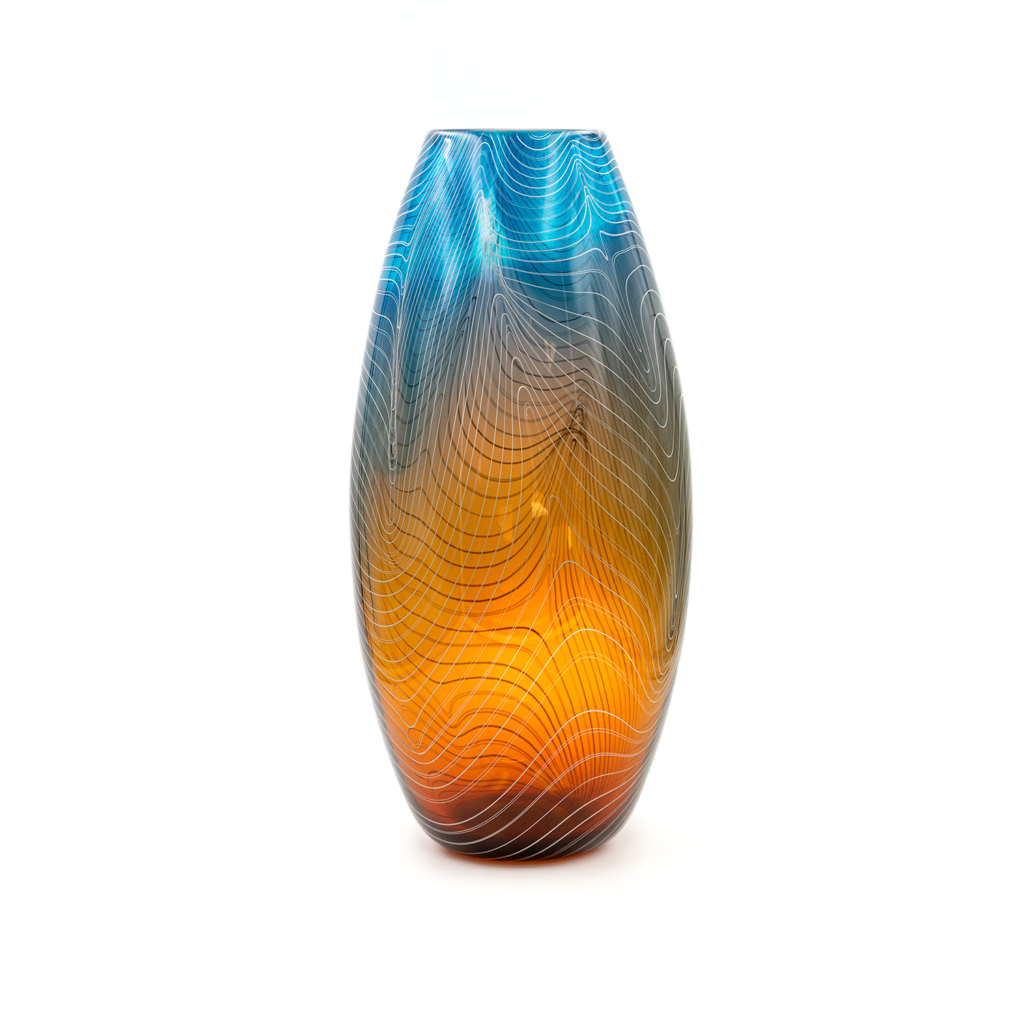 5616 Matt stern blue and orange frequency vase
