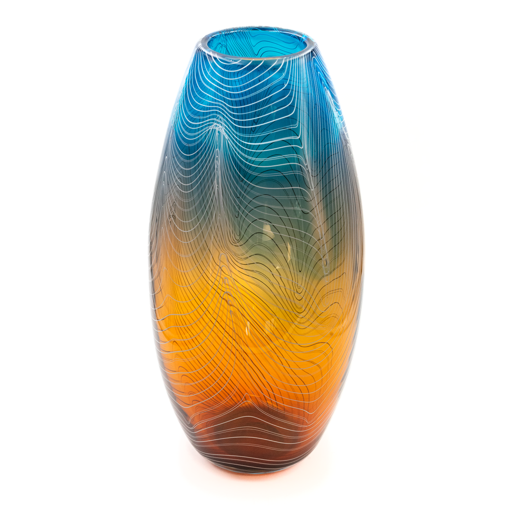 5616 Matt stern blue and orange frequency vase 2